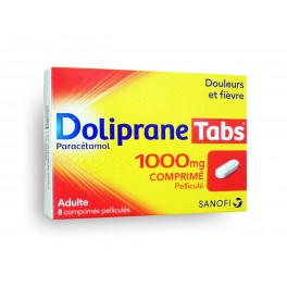 DolipraneTabs 1000 mg paracétamol - Boite de 8 comprimés