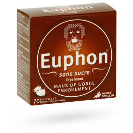 Euphon sans sucre maux de gorge et enrouement - 70 pastilles à sucer
