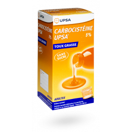 Carbocistéine 5% UPSA sirop toux grasse adultes - Flacon 200 ml
