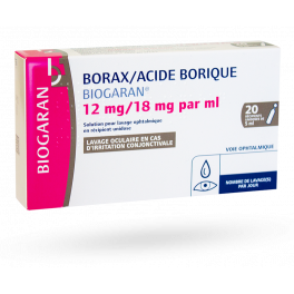 Borax/Acide borique Biogaran lavage oculaire - 20 unidoses
