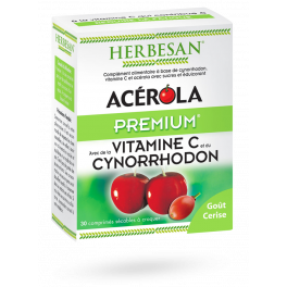 Herbesan Acérola Premium goût cerise - 30 comprimés à croquer