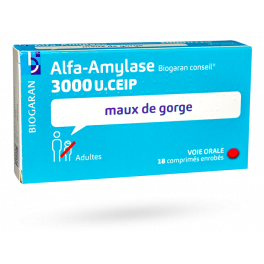 Alfa-Amylase 3000 U.Ceip Biogaran maux de gorge - 18 comprimés