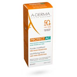 A-derma Protect AC fluide matifiant visage très haute protection solaire SPF 50+ - 40 ml