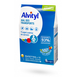 Alvityl mal des transports - 10 sucettes goût cola fraise orange