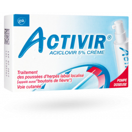 Activir crème 5 pour cent herpès labial - Pompe doseuse 2 g