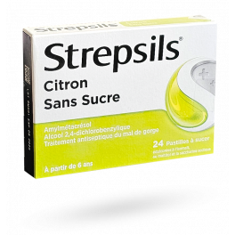 Strepsils Citron sans sucre - 24 pastilles à sucer