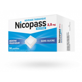 Nicopass 2,5 mg menthe fraîcheur sans sucre - 96 pastilles