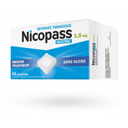 Nicopass 1,5 mg menthe fraîcheur sans sucre 96 pastilles