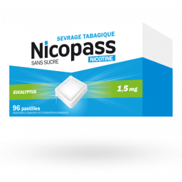 Nicopass 1,5 mg eucalyptus sans sucre 96 pastilles